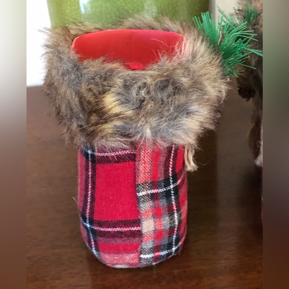 NWT 3 decorative Christmas plaid hangable fillable booties - Picture 6 of 14